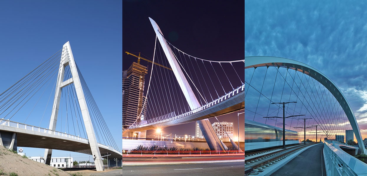 cable-stayed vs suspension vs tied arch bridge pfeifer structures learn header